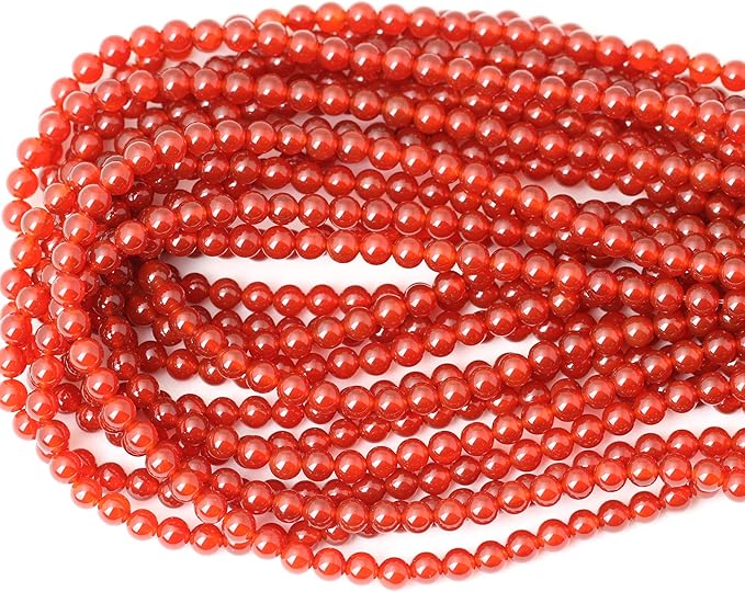 60PCS 6mm Natural Red Agate Gemstone Round Loose Beads for Jewelry Making 1 Strand 15"
