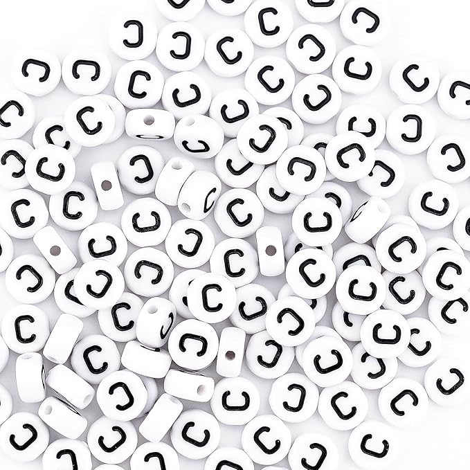 sunrica 300pcs round bulk letter beads for charms bracelets making 4x7mm individual white alphabet beads c