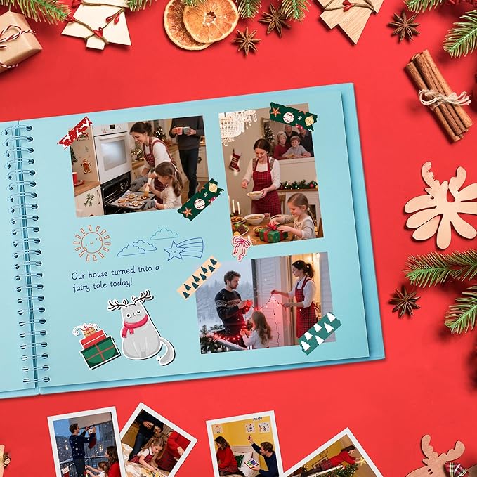 Scrapbook 7x7 Inch DIY Scrapbook Album Hardcover Kraft Paper Scrap Book Photo Albums 40 Pages Perfect for 4x6 / 5x7 Photos Memory Book for Family, Wedding