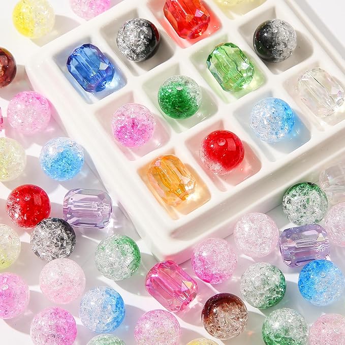 16mm Acrylic Beads,Chunk Bubblegum Beads,60pcs Beads for Pens,Shine Disco Ball Beads,Jumbo Plastic Beads for Necklace Jewelry Bracelets DIY Crafts Making (Crack Color)