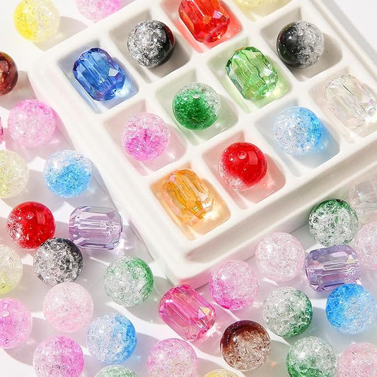 16mm Acrylic Beads,Chunk Bubblegum Beads,60pcs Beads for Pens,Shine Disco Ball Beads,Jumbo Plastic Beads for Necklace Jewelry Bracelets DIY Crafts Making (Crack Color)