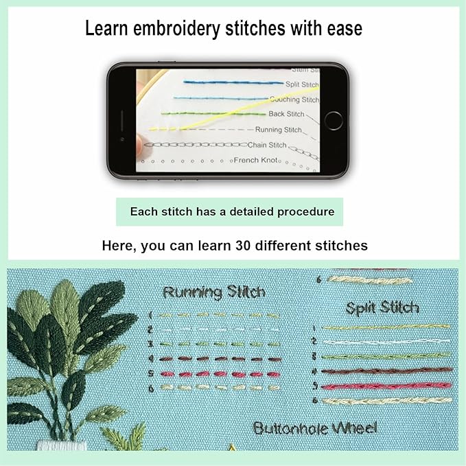 Myfelicity Embroidery Kit，with Strawberries, Greenery, Bees and Cat, with Instructional Video.