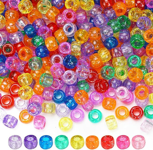 IOOLEEM Glitter Pony Beads,1200pcs Beads for Bracelets Making & Hair braiding, Kandi Friendship Bracelets & Jewelry Making.