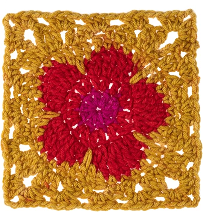 Red Heart All in ONE Flower Power Poppy Star Yarn - 3 Pack of 8.8oz/250g - 100% Acrylic - #4 Worsted (Medium) - 440 Yards - Knitting/Crochet