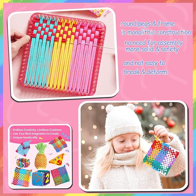 REENLIV Upgraded Weaving Loom Kit Toys for Kids & Adults, DIY Arts & Crafts, Easy Potholder Loom Knitting Activity for Beginners, Ideal Gifts for Girls Ages 5 6 7 8-12 13 Years Old, 252 Craft Loops