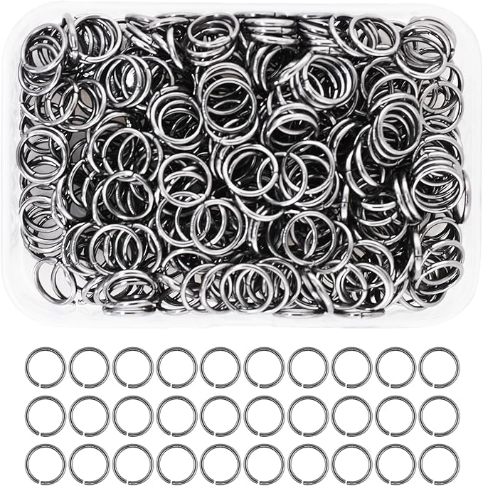 Mandala Crafts Assorted Gunmetal Jump Rings Jewelry Findings Metal O Rings for Jewelry Making Supplies - 300 12mm Small Open Jump Rings Kit for Necklace Earring