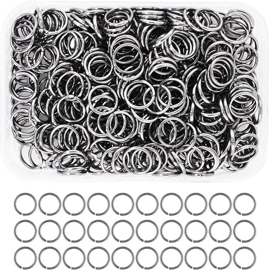 Mandala Crafts Assorted Gunmetal Jump Rings Jewelry Findings Metal O Rings for Jewelry Making Supplies - 400 10mm Small Open Jump Rings Kit for Necklace Earring