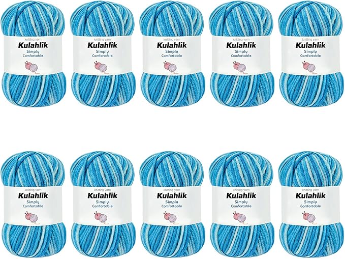500g(10x50g) Acrylic Yarn for Crocheting and Knitting, Colorful Gradient Yarn Thread, 10 Rolls Skeins, Multicolor Hilo Acrílico, Perfect for DIY Crafts Project