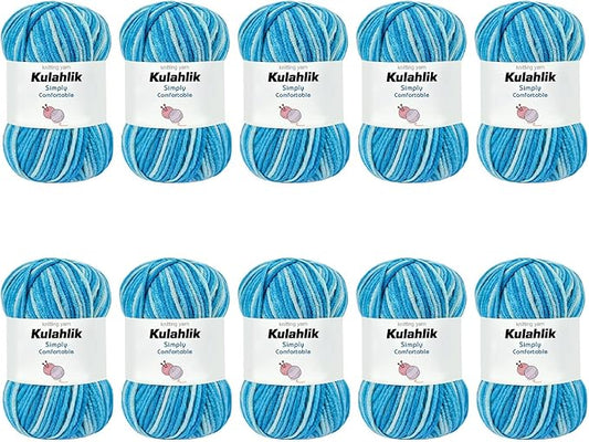 500g(10x50g) Acrylic Yarn for Crocheting and Knitting, Colorful Gradient Yarn Thread, 10 Rolls Skeins, Multicolor Hilo Acrílico, Perfect for DIY Crafts Project