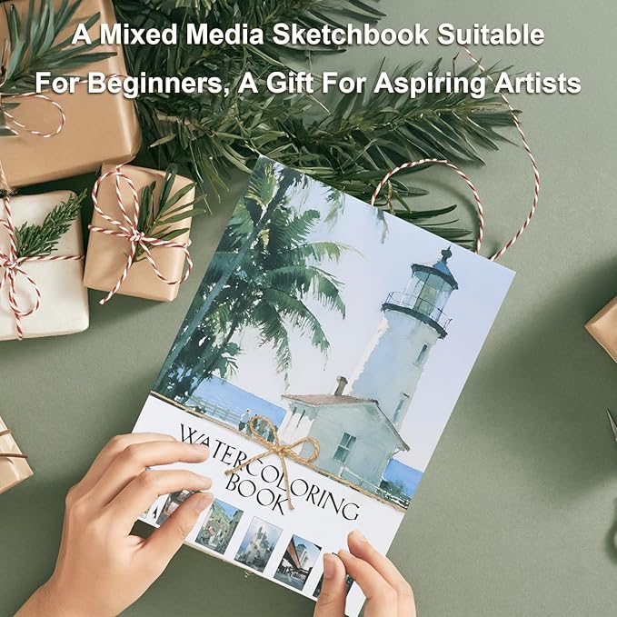 RGBMIX Urban Watercolor Paper Pad Cotton 140lb/300gsm 12 Sheets 9x12'' Water Coloring Book Line Art of Cityscapes, Lighthouse, Castle, Church, Bridge, Factory for Watercolor, Acrylic, Pencil