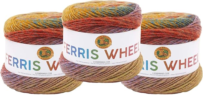 Lion Brand Yarn Ferris Wheel Yarn, Roving Multicolor Yarn for Knitting, Crocheting, and Crafts, 3 Pack, Buttercup