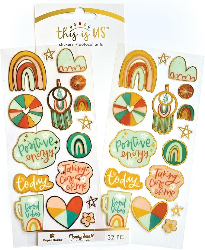 Paper House Productions This is Us Mandy Ford Shiny Foil Enamel Effect Sticker Sheet for Crafts, Scrapbooking & Collecting - Rainbow Inspiration