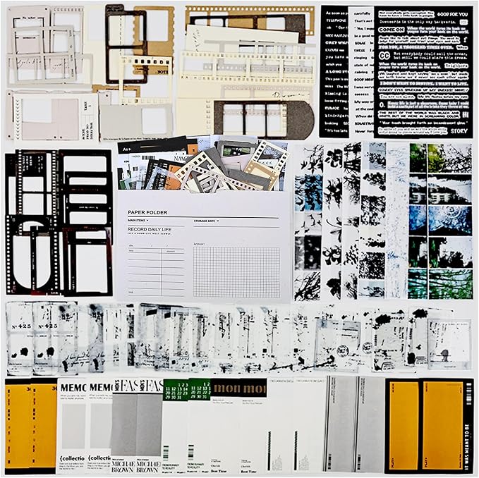 Diuhofart Vintage Scrapbook Supplies Kit, 80Pcs Diecut Film Strips Photo Frames Stickers for Junk Journal Supplies, Scrap Booking Materials, Quote Stickers for Journaling, Scrapbooking, Crafts Arts