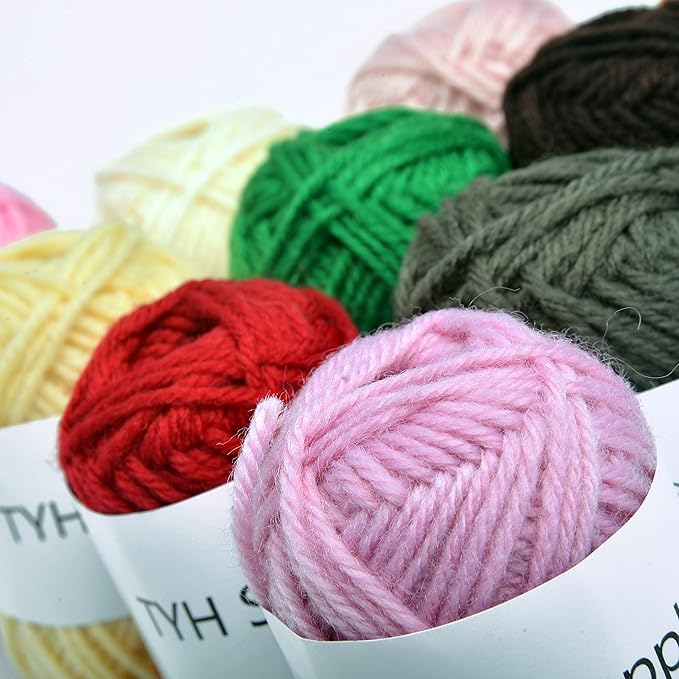 TYH Supplies MK Collection 10 Acrylic Yarn Skeins, Soft DK Mini Yarn Balls for Crochet & Knitting, Amigurumi, Crafts, Small Beginner Projects, Curated Multicolor Yarn Pack