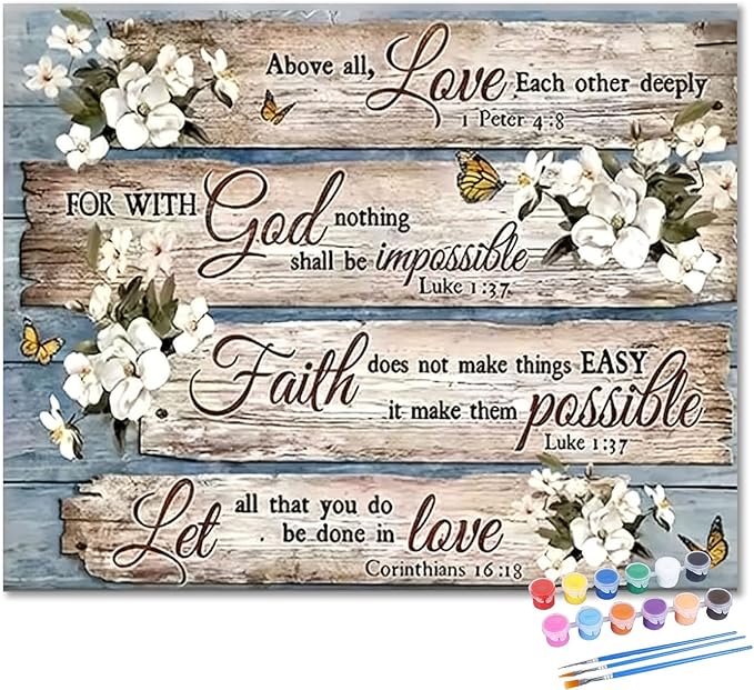 HMZephitiquc Christian Paint by Number for Adults, Religious Paint by Numbers Kit for Adults Beginner, Painting by Numbers, Easy Oil DIY Crafts for Gift Home Decor 16x20 in