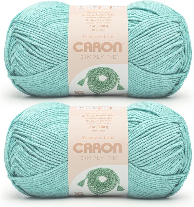 Caron Simply Me Moonstone Yarn - 2 Pack of 200g / 7oz - 62% Acrylic 20% Nylon 18% Wool - #5 Bulky - 246Yards - Knitting/Crochet