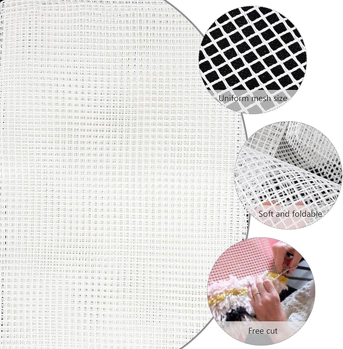 EXCEART Craft Mesh Rug Hooking Mesh Canvas Hook Rug Making Carpet Tapestry DIY Sheet for Embroidery Cross Crafts Decoration 100x150cm Embroidery Tools