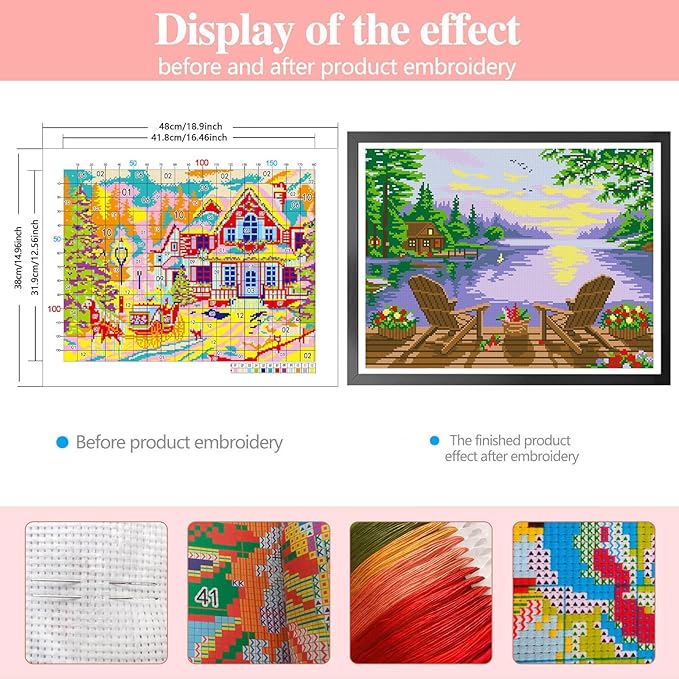 Zhenqing Leisure Time Printed Cross Stitch Kit - 11CT 38x48cm with Threads, Needle & Pattern, No Hoop Needed for Beginners (65837)