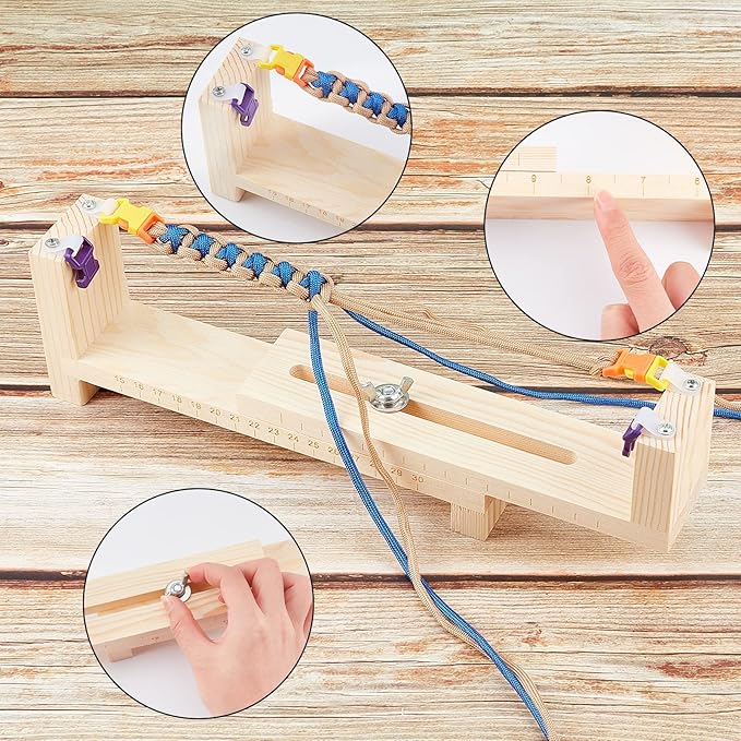PH PandaHall Jig Bracelet Maker, Wristband Maker with 8 Parachute Cords and 8 Quick Release Buckles Adjustable Length Braiding Weaving Tool for Bracelets Jewelry Making