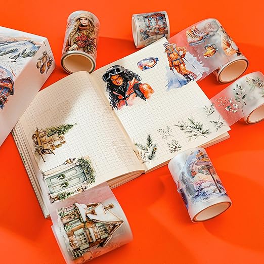 Winter PET Washi Tapes for Journaling, Scrapbooking & Crafting. Cut & Use as Christmas Ice Theme Stickers in Your Junk Journals, Crafts, or Planners