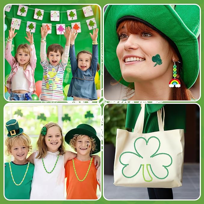 UPINS 1200Pcs St. Patrick's Day Green Pearl Beads,Irish Beads for Jewelry Making Party Decoration Necklace Bracelets Earrings Hair Beads DIY Crafts Supplies (4 Colors)