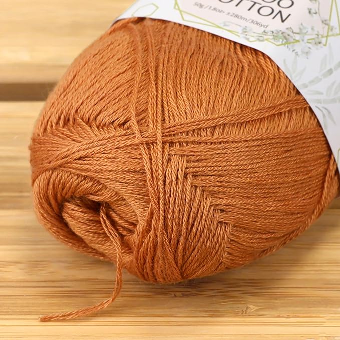 JubileeYarn Baby Soft Bamboo Cotton Yarn - 100g/Ball - Sepia - 4 Skeins