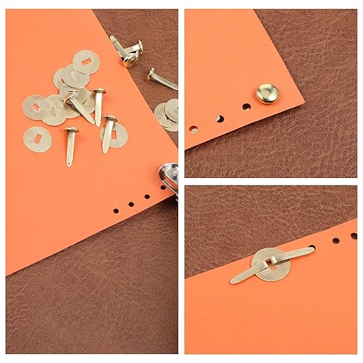100 PCS Mini Brad Fasteners, and 300 Pieces Washers with Hole Punch, Round Paper Fasteners for Crafts Mini Brass Brads Metal Brad Split Pins Pastel for Paper Crafts DIY Scrapbooking Supplies (Gold)