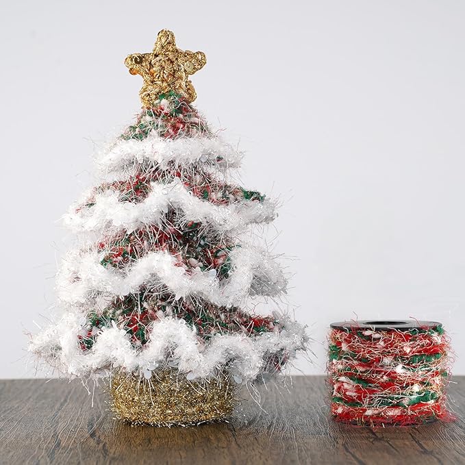 Christmas Yarn for Crocheting Knitting, Crafts DIY Yarns, Set of 3 Rolls (Christmas Red & Green)