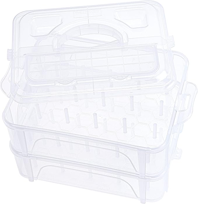 New brothread 2 Layers Stackable Clear Storage Box/Organizer for Holding 40 Spools Home Embroidery & Sewing Thread (Spool Size Requirement: Height≤2.2"/5.6CM; Width≤1.69"/4.3CM)