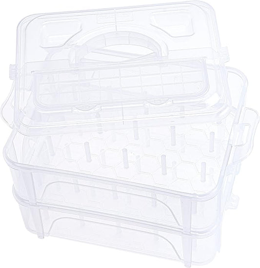 New brothread 2 Layers Stackable Clear Storage Box/Organizer for Holding 40 Spools Home Embroidery & Sewing Thread (Spool Size Requirement: Height≤2.2"/5.6CM; Width≤1.69"/4.3CM)