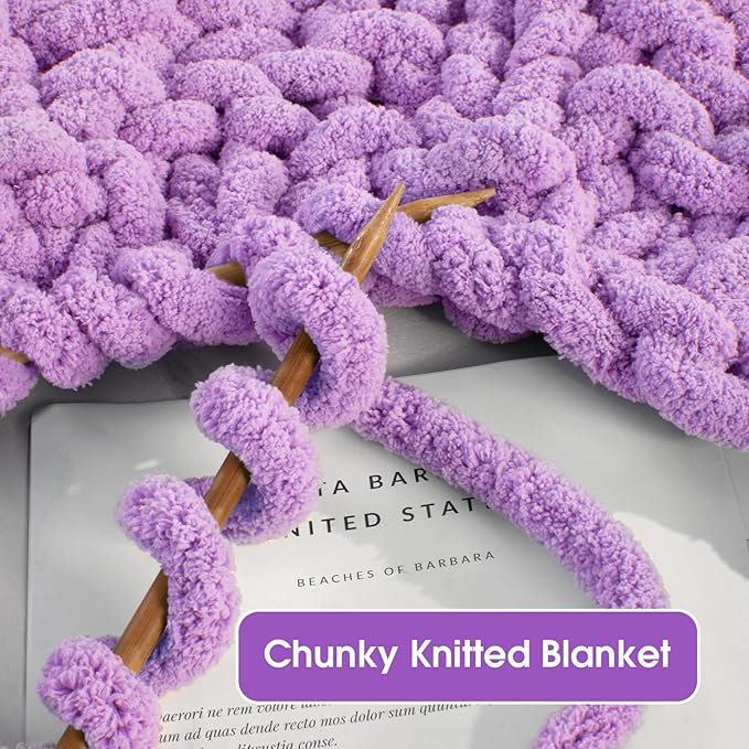 MABOZOO Assorted Chunky Yarn for Crocheting 8 Pack,Fluffy Jumbo Chenille Yarn,Soft Plush Yarn Bulky,Giant Thick Fuzzy Yarn for Hand or Arm Knitting,Pink & Purple(31.7 yds,8 oz Each Skein)