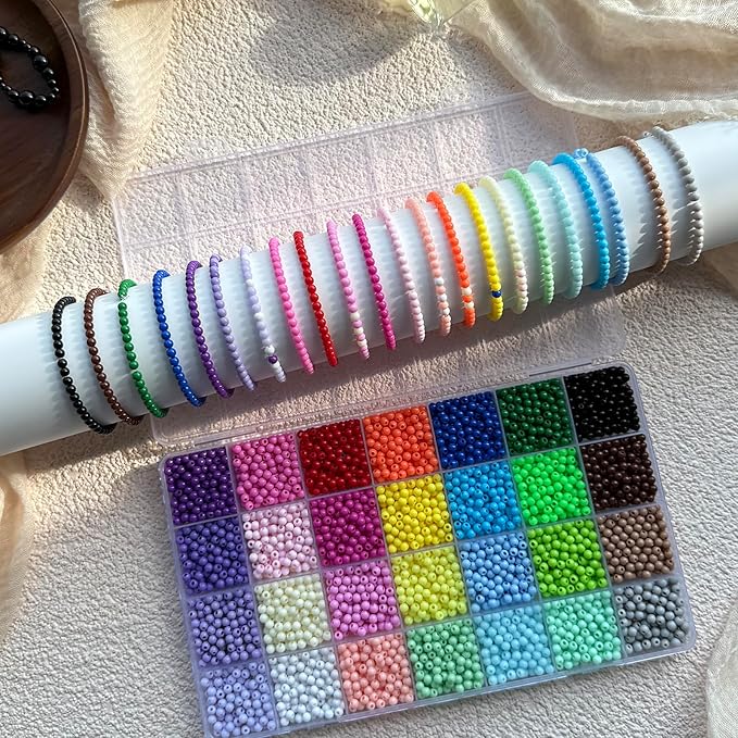 LLchunyun 5600Pcs 4mm Acrylic Round Beads for Bracelets Making Kit, 28 Colors Rainbow Round Beads for Jewelry Making Candy Color Plastic Bubble Gum Beads Pastel Loose Beads Bulk for Necklace (4mm)