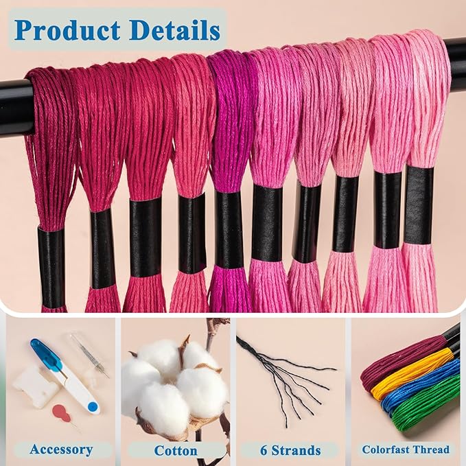 Friendship Bracelet String, 100 Skeins Cross Stitch Thread, 344.5 Inch Cotton Embroidery Floss, Hand Embroidery Thread Tools are Ideal for DIY Sewing and Embroidery Crafts Making