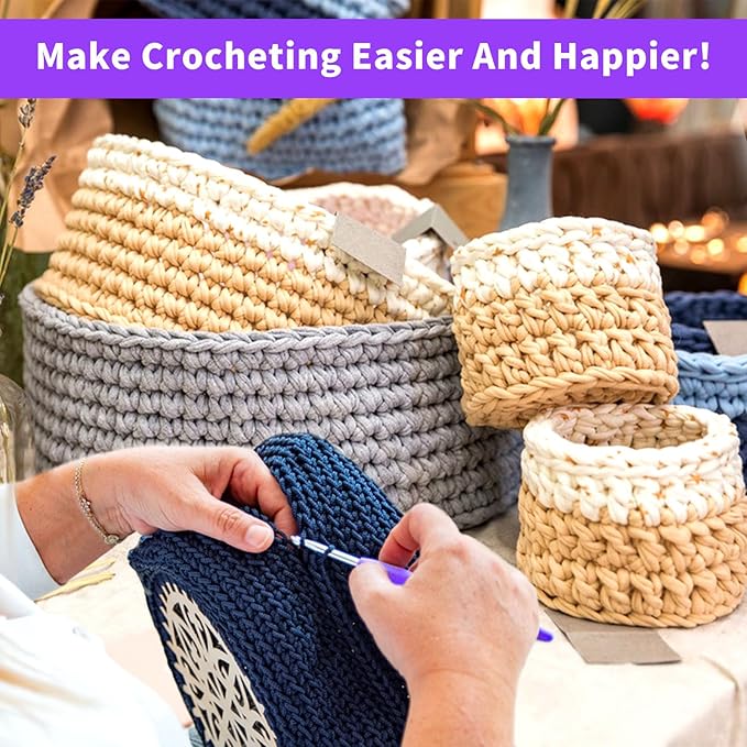 4PCS 5.0mm SizeH Crochet Hooks, Ergonomic Handle Crochet Hooks for Arthritic Hands, Smooth and Extra Long Crochet Needles for Beginners, Knitting Needles for Beginner Handmade DIY Multicolor