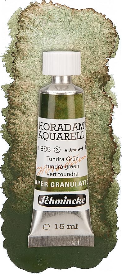 Schmincke - HORADAM® AQUARELL, Super-Granulation Set Tundra, 5 x 15 ml tubes, 74 850 097, wooden box, very strong granulating colors, finest, supergranulating watercolors