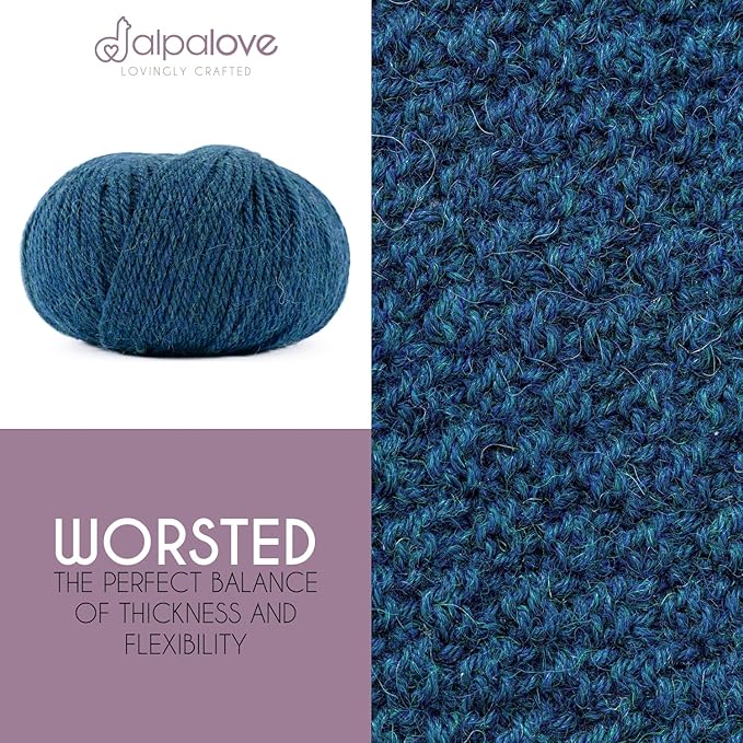 Worsted Set (6 x 1.75 oz) Super Soft Baby Alpaca Knitting Yarn Deep Ocean 656 Yards