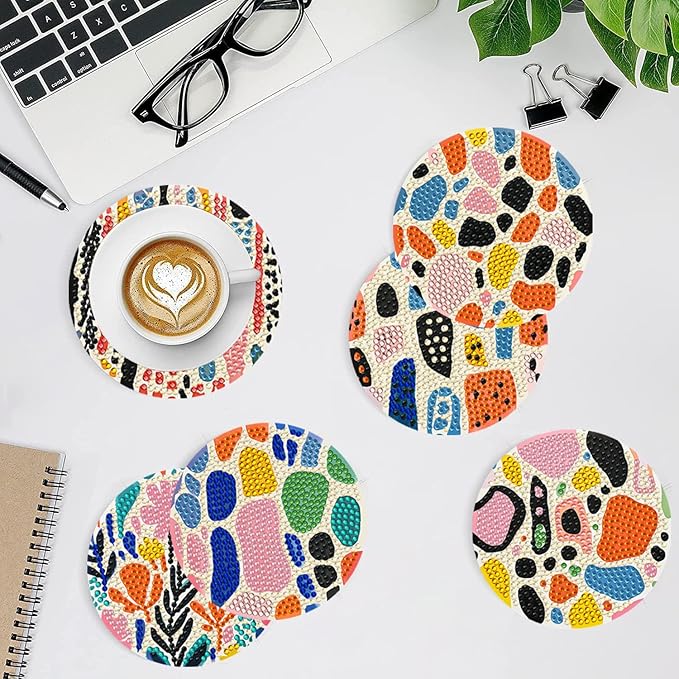 EWJRNSF 8 PCS Diamond Art Coasters Kit, Small Diamond Painting Coasters, Fall Diamond Art Kits for Adults Beginners, Arts and Crafts Supplies Item Sets with Holder