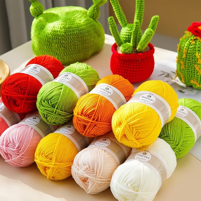 2 Pcs Crochet Yarn, Feels Soft 280 Yards Assorted Colors 4ply Acrylic Yarn for Crochet & Hand Knitting - Orange