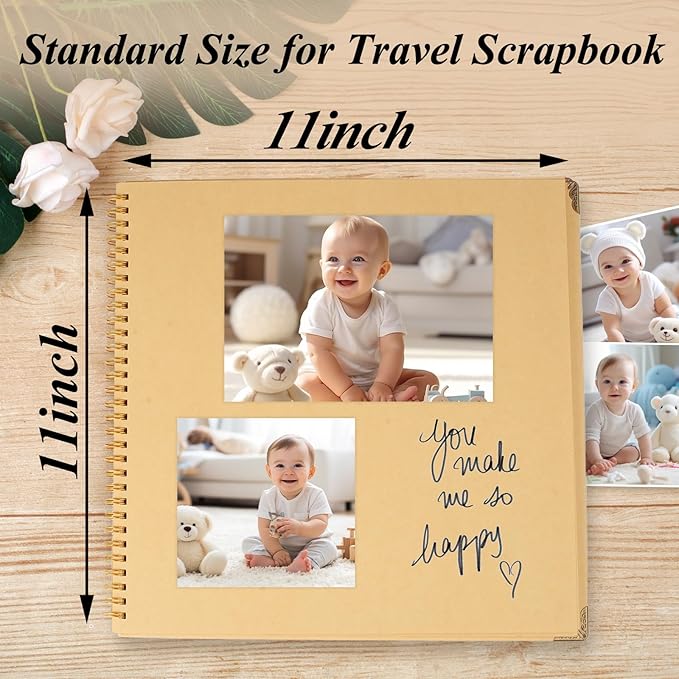 Joyberg Scrapbook 80 Pages, Scrapbooking Supplies 11 x 11 In, Scrapbook Album Suitable for Album Memory Book Wedding, Anniversary Family, DIY Craft Projects (Brown)