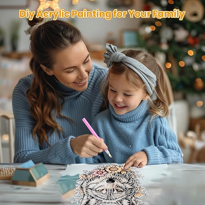 MOGTAA Wolf Diamond Art Hanging Pendant Kits, 5D Special Shape Diamond Art Kits for Adults, Crystal Rhinestones Flowers Diamond Painting Gem Art for Home Garden Wall Decor