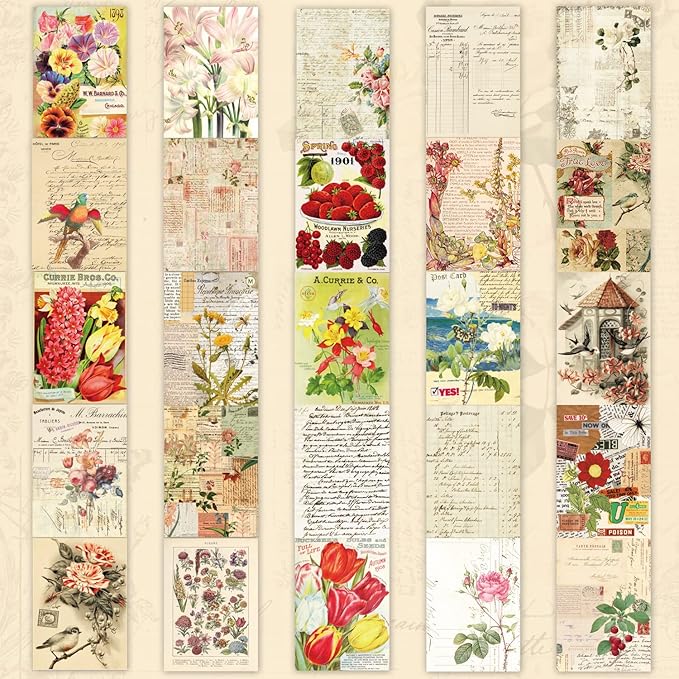 537pcs Vintage Washi Stickers and Papers for Scrapbooking, Ephemera Book for Journaling with Botanical Sticker and Scrapbook Decoupage Paper for Bullet Junk Journal, Scrapbooking Supplies for Adults