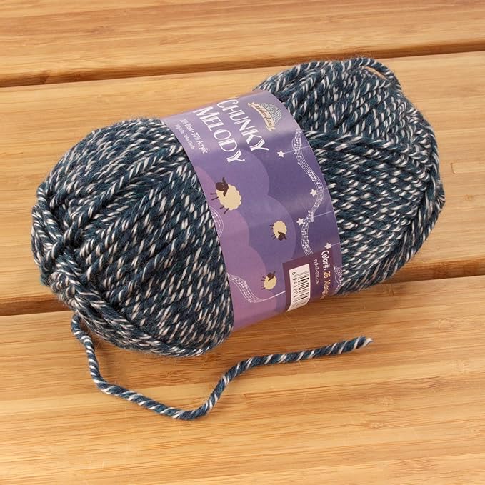 JubileeYarn Chunky Melody Yarn - 100g/Skein Bulky Wool Blend - Midnight Heather - 4 Skeins