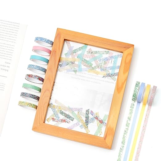 YUBX Vintage Washi Tape Set 20 Rolls Skinny Retro Decorative Antique Patterns Masking Tapes for Arts, DIY Crafts, Journals, Planners, Scrapbook, Wrapping (Nature)