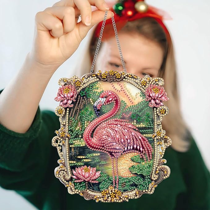 Pavemlo Hanging Diamond Art Kits for Adults Bird – 8x8 Inch Double-Sided Acrylic Board DIY Crystal Diamond Suncatcher Pendant, Sparkling Home Wall or Window Decoration Handmade Gift