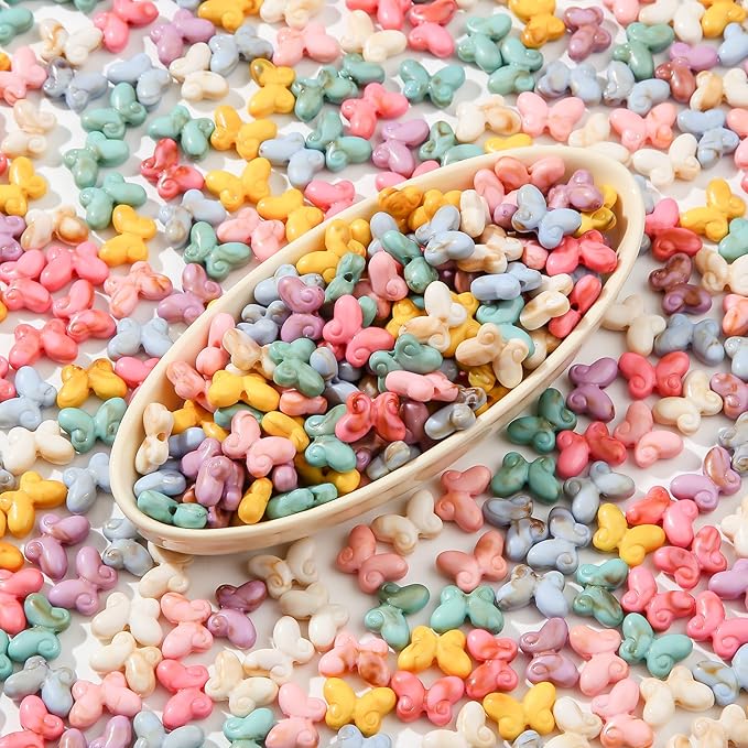 200pcs Acrylic Butterfly Beads Color Butterflies Charms Summer Hawaii Beaded for Jewelry Making Beading Kit Bracelets DIY Supplies (Color Butterfly)