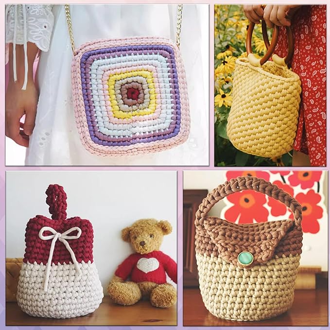 SIMEIQI 15×50g Beginners Yarn Kit for Crocheting and Knitting,Cotton Nylon Blend Yarn for Hand DIY Bag Basket Dolls and Cushion A