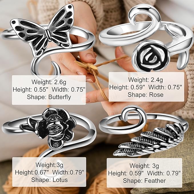 Hotlea 8 Pieces Crochet Tension Rings for Crocheting Yarn Guide Ring for Finger Yarn Crochet Ring Knitting Accessories