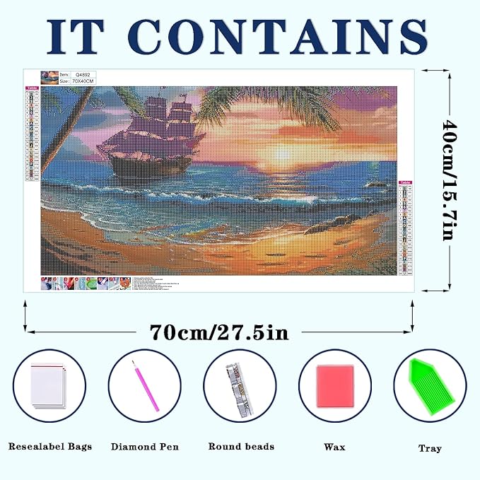DOTZSO Landscape Large Diamond Painting Kits for Adults, Easy DIY 5D Round Full Drill Diamond Art kit Diamond Dot Crystal Gem Art and Craft for Beginners Home Wall Decor 27.5 X 15.7 Inches