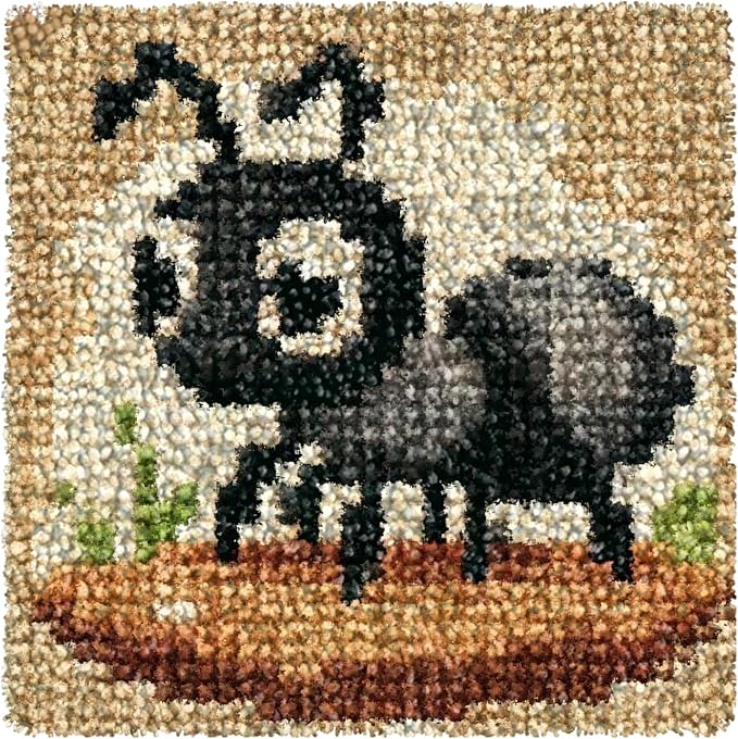 Yglnden Latch Hook Kits for Adults,DIY Rug Crafts Ant Rainbow Pattern Color Printed Canvas,Latch Hook Kits for Beginners Handmade Needlework Crafts Home Decoration,12"x12"
