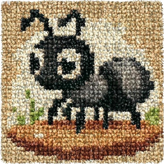 Yglnden Latch Hook Kits for Adults,DIY Rug Crafts Ant Rainbow Pattern Color Printed Canvas,Latch Hook Kits for Beginners Handmade Needlework Crafts Home Decoration,12"x12"
